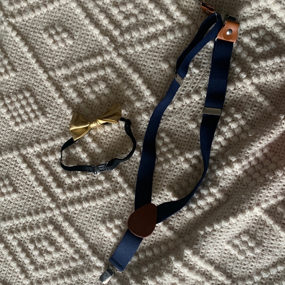 Suspenders and bow tie